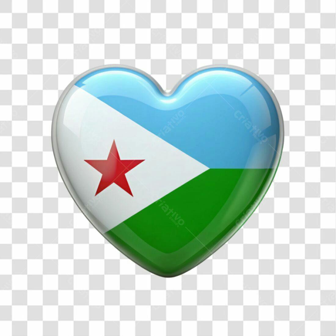 Icone Coração Bandeira Djibouti PNG com fundo transparente