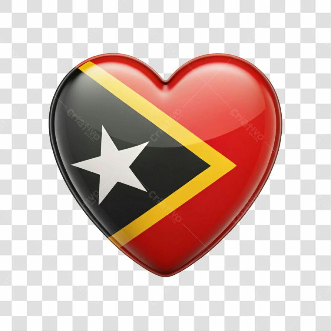 Icone Coração Bandeira Timor-Leste PNG com fundo transparente