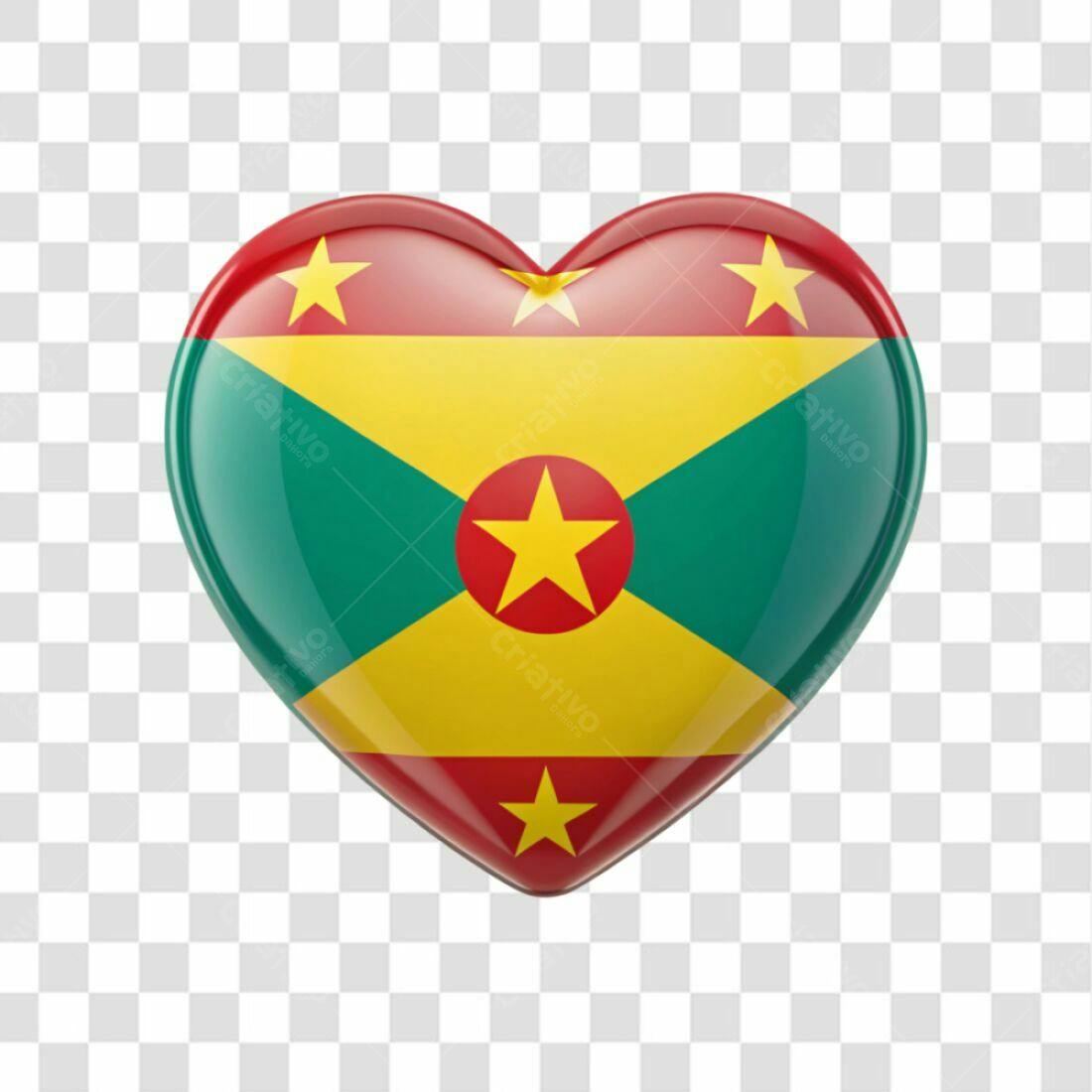 Icone Coração Bandeira Granada PNG com fundo transparente