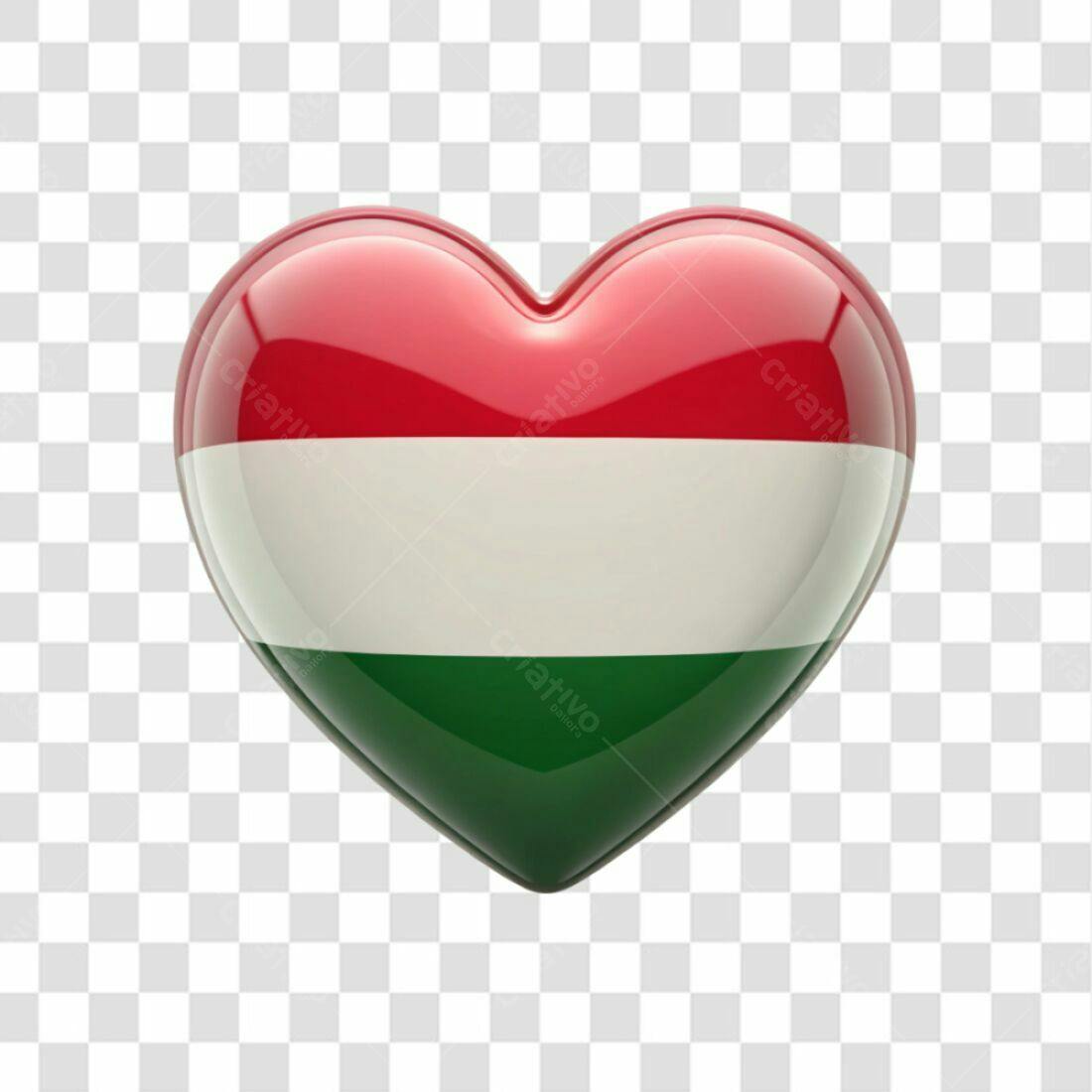 Icone Coração Bandeira Hungria PNG com fundo transparente