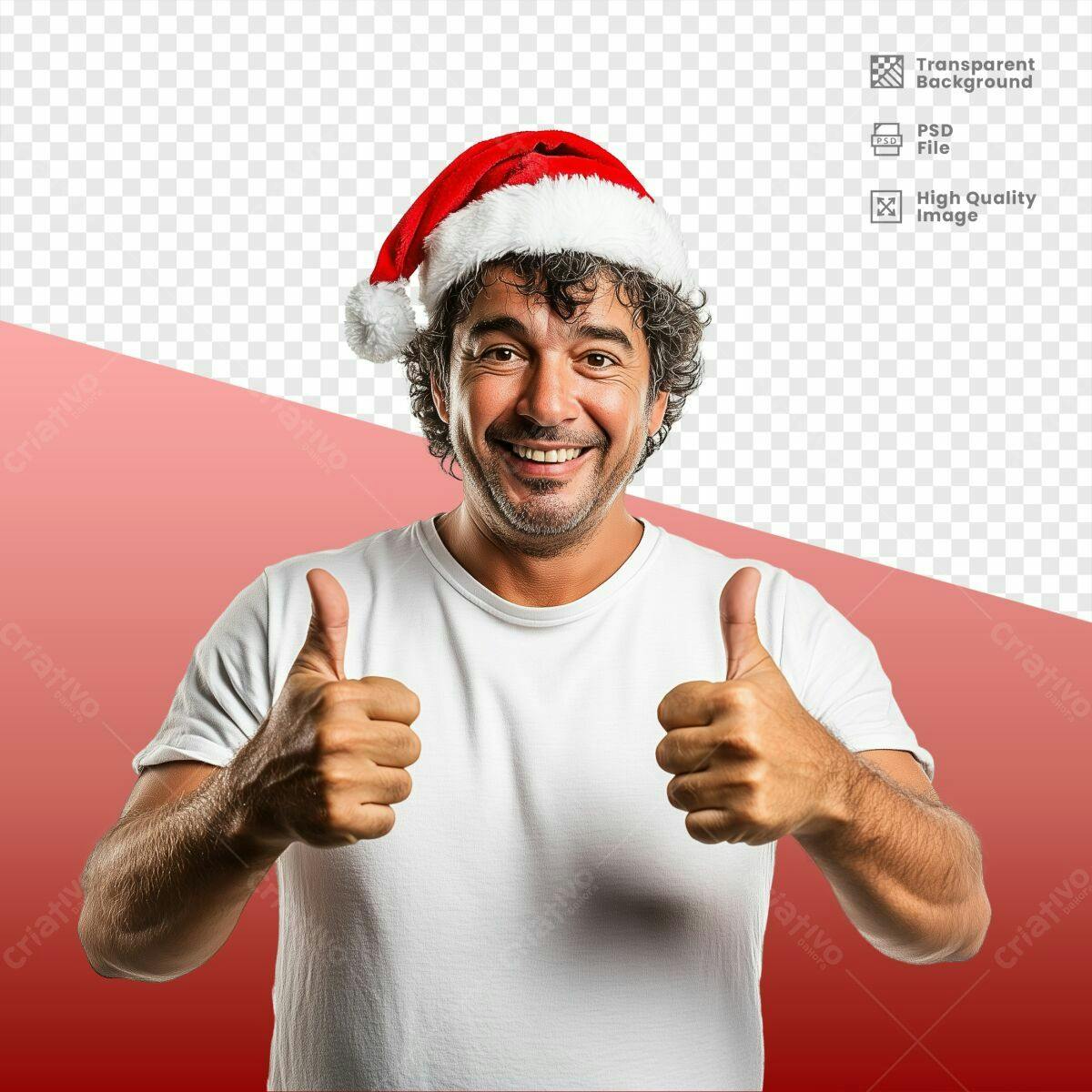 Imagem Natalina Homem com Polegar para Cima PSD Editável
