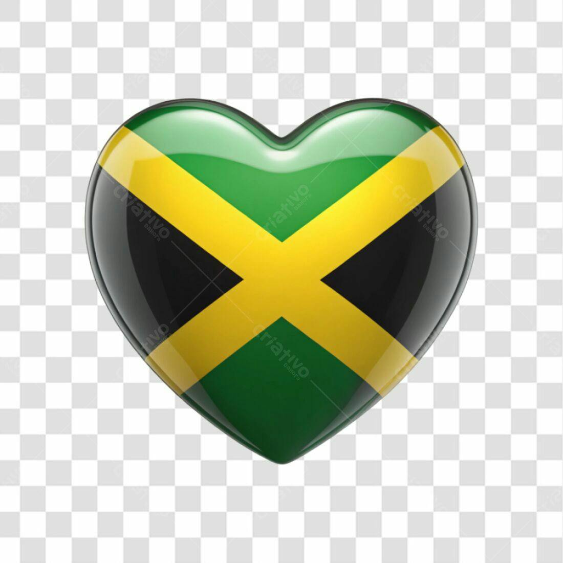 Icone Jamaica em formato de coração PNG com fundo transparente