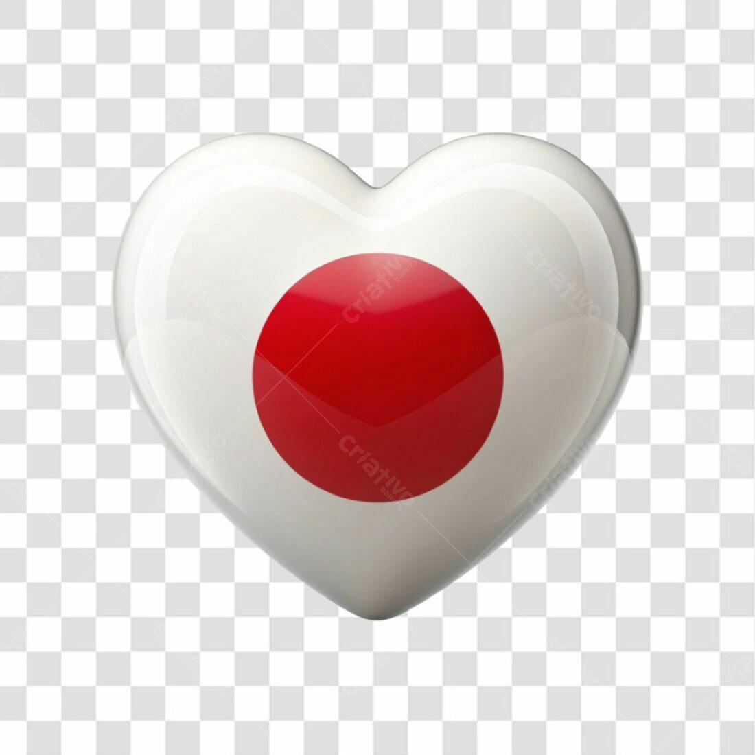 Icone Japão em formato de coração PNG com fundo transparente