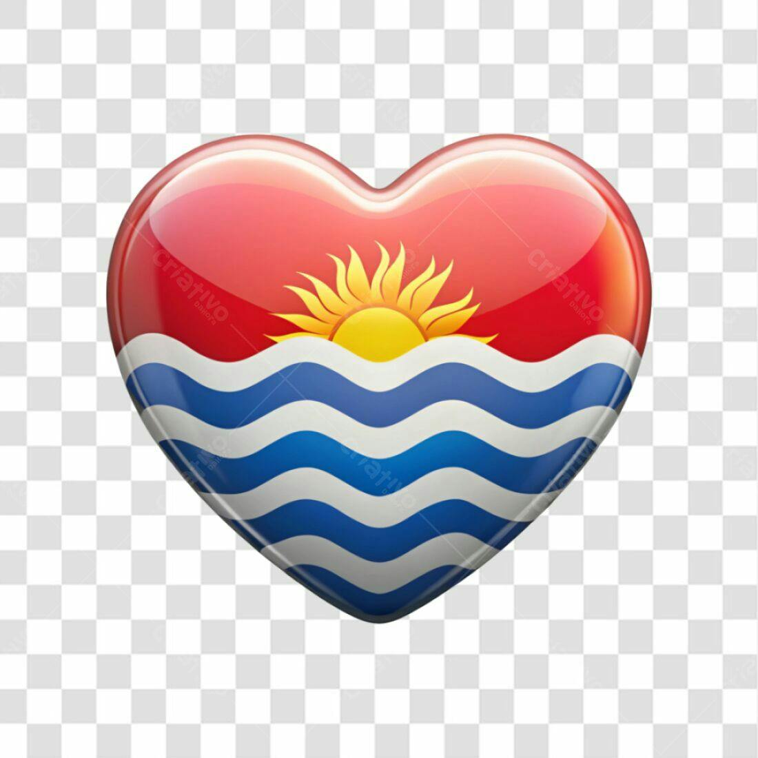 Icone Coração Bandeira Kiribati PNG com fundo transparente