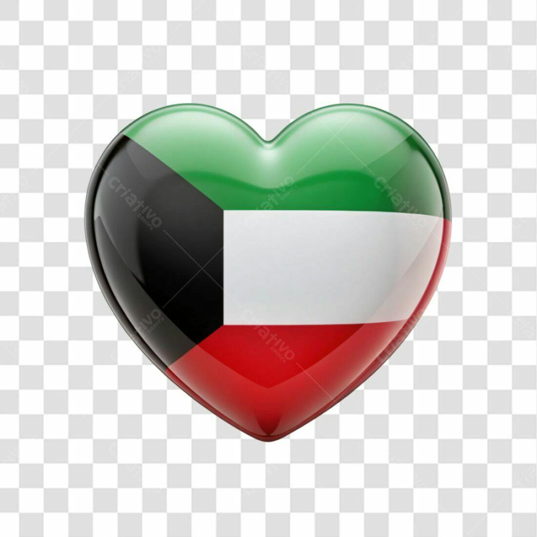 Icone Kuwait em formato de coração PNG com fundo transparente