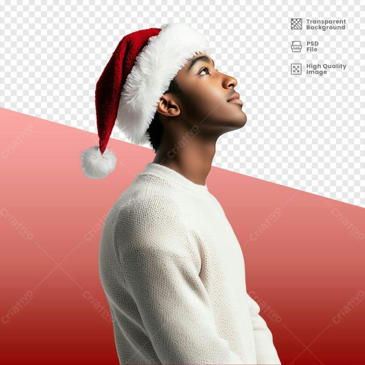 Imagem Natalina Homem com Gorro Papai Noel PSD Editável