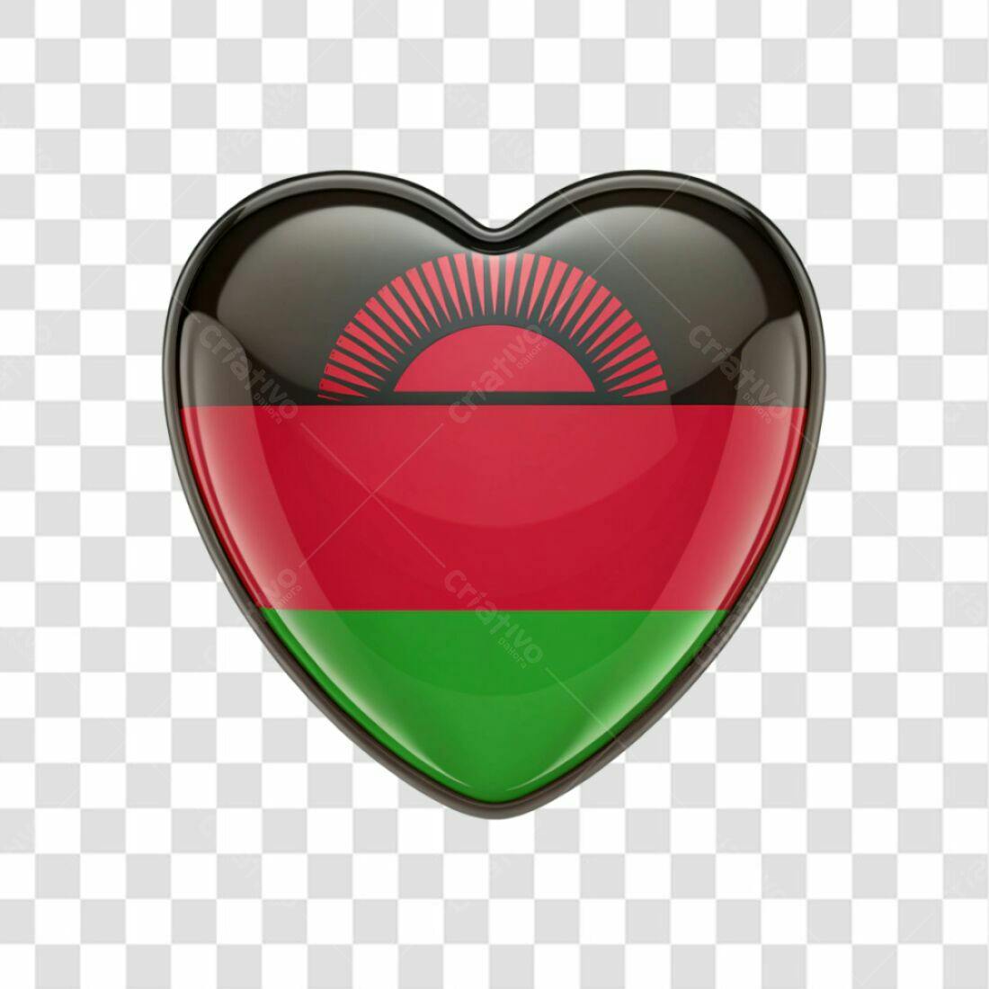 Icone Malawi em formato de coração PNG com fundo transparente
