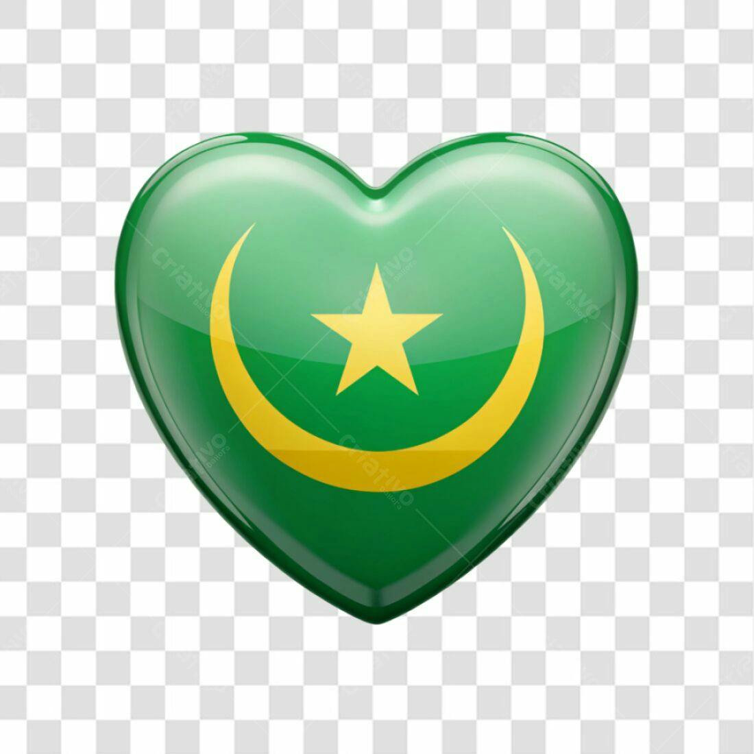 Icone de Coracao Bandeira Mauritania PNG com fundo transparente