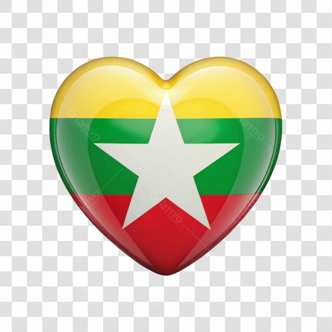 Icone Coração Bandeira Mianmar PNG com fundo transparente