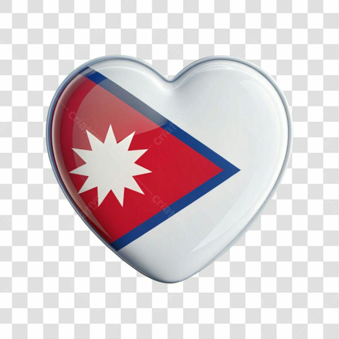Icone Coração Bandeira Nepal PNG com fundo transparente