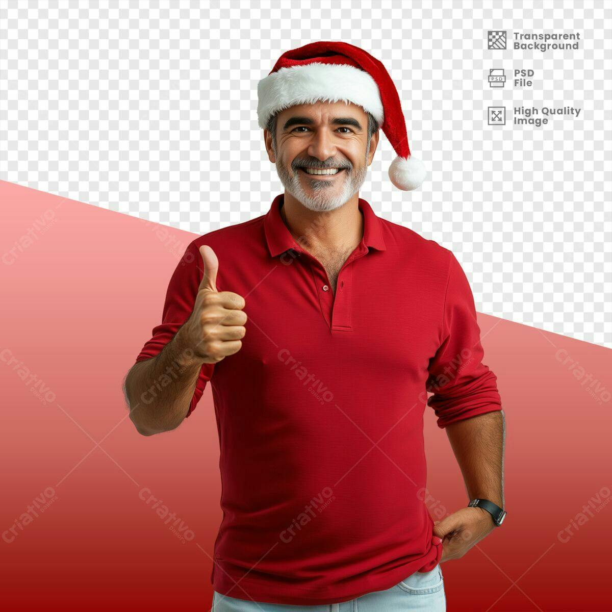 Imagem Natalina Homem com Polegar para Cima PSD Editável
