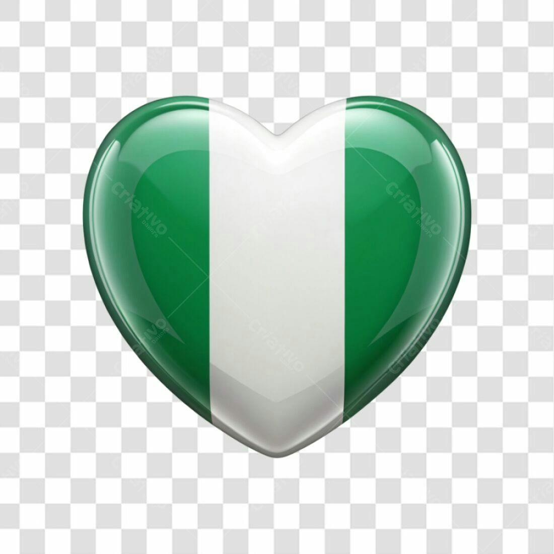 Icone Nigeria em formato de coração PNG com fundo transparente