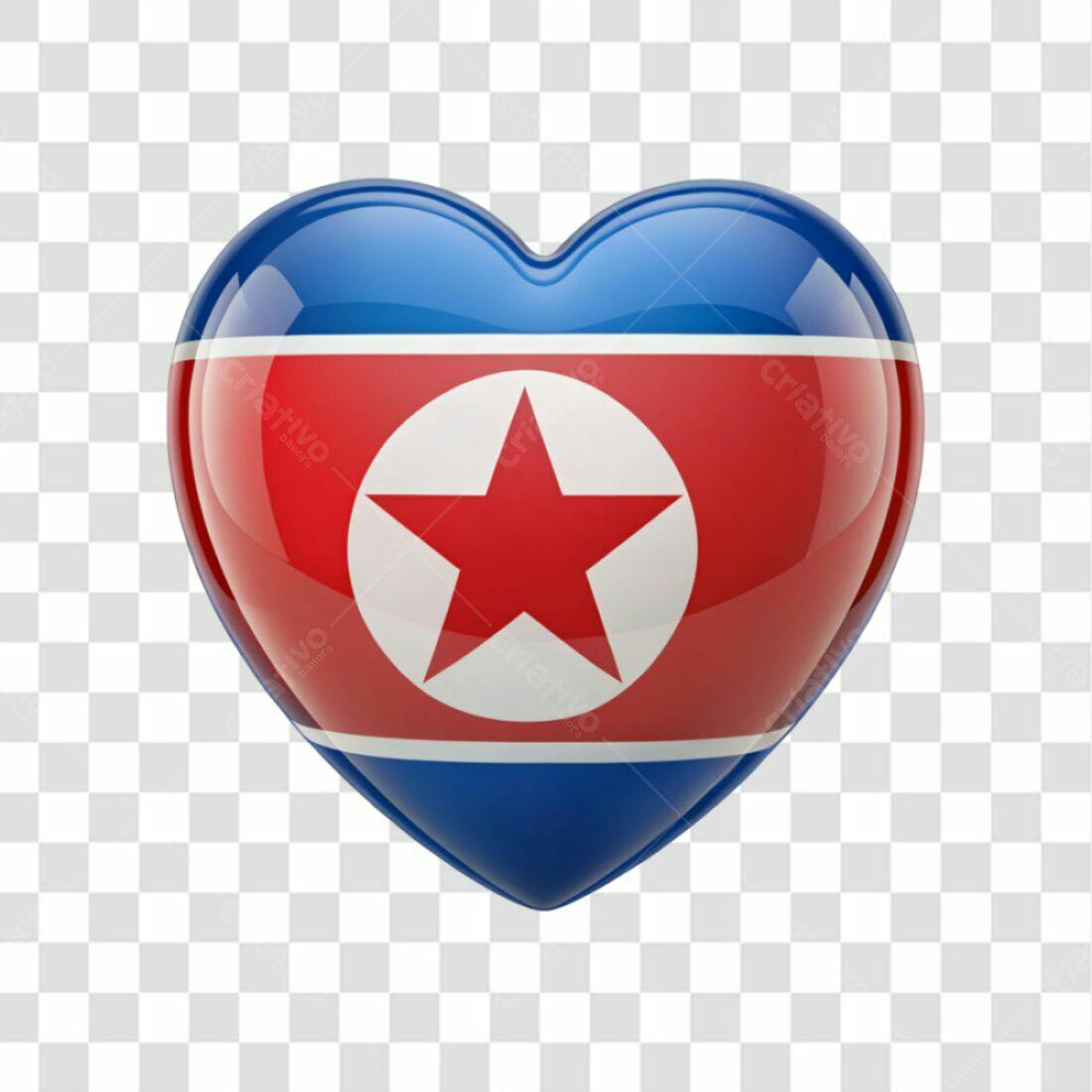 Icone Coracao Bandeira Coreia do Norte PNG com fundo transparente