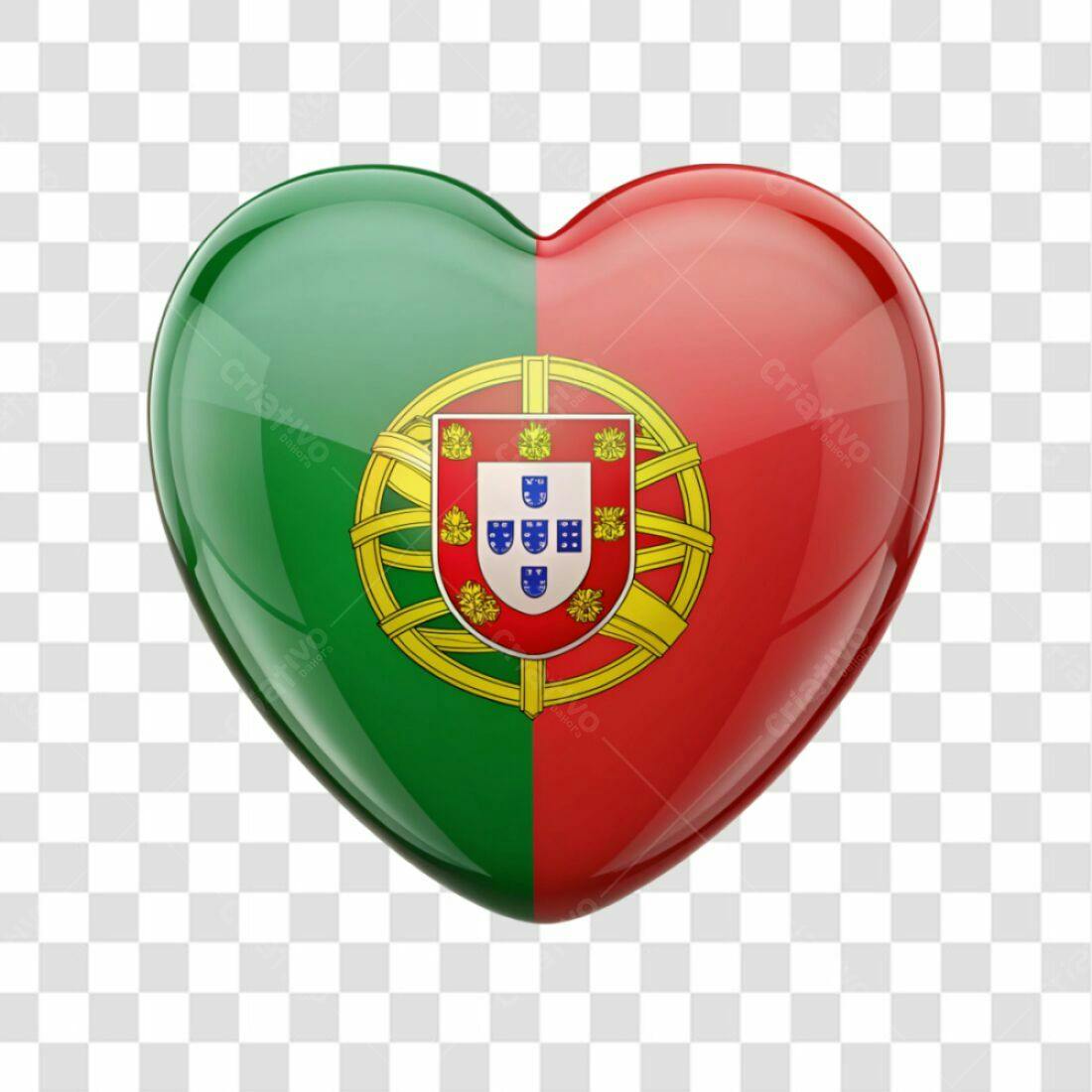 Icone Coração Bandeira Portugal PNG com fundo transparente