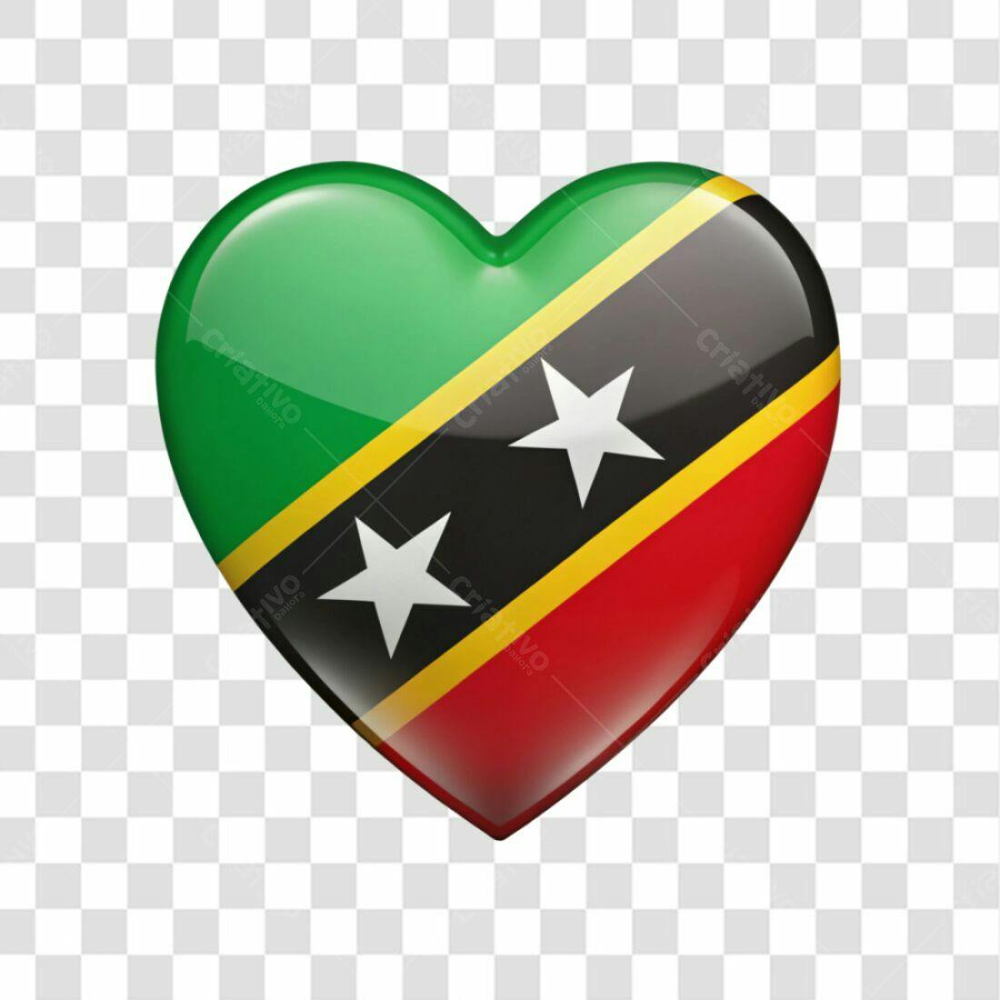 Icone Coração Bandeira São Cristóvão e Nevis PNG com fundo transparente