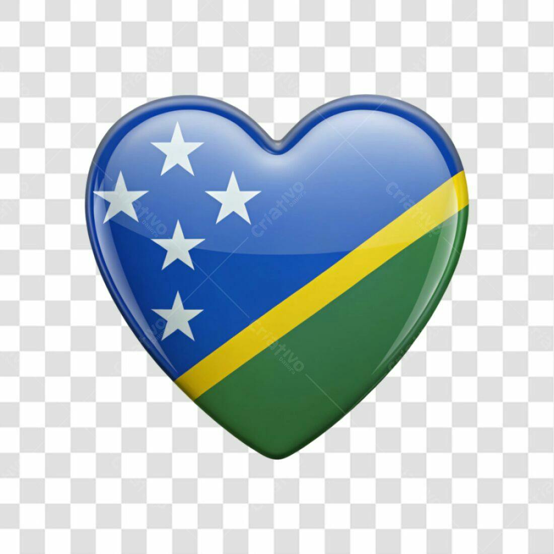 Icone Coracao Bandeira Ilhas Salomão PNG com fundo transparente
