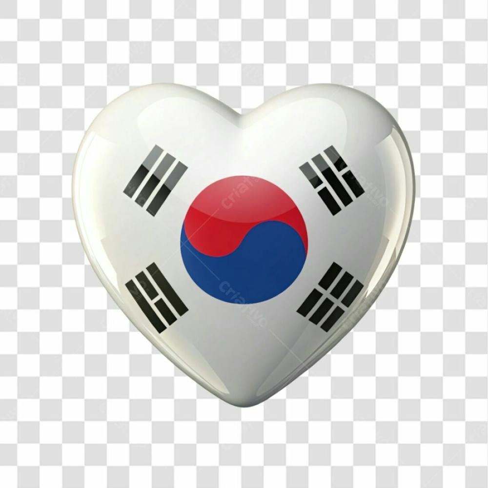 South Korea Flag Color Heart Smooth Soft