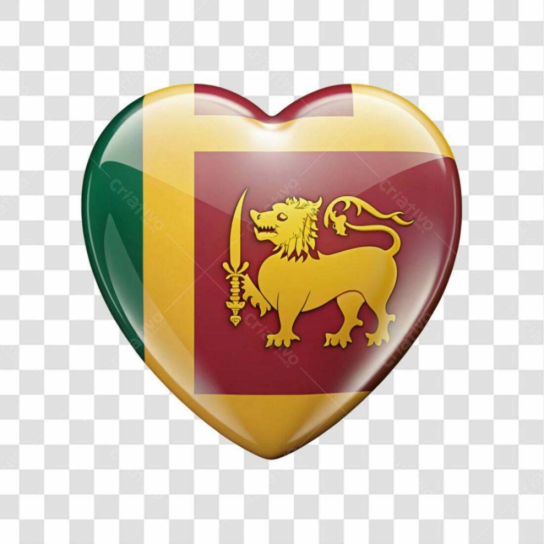 Icone Sri Lanka em formato de coração PNG com fundo transparente