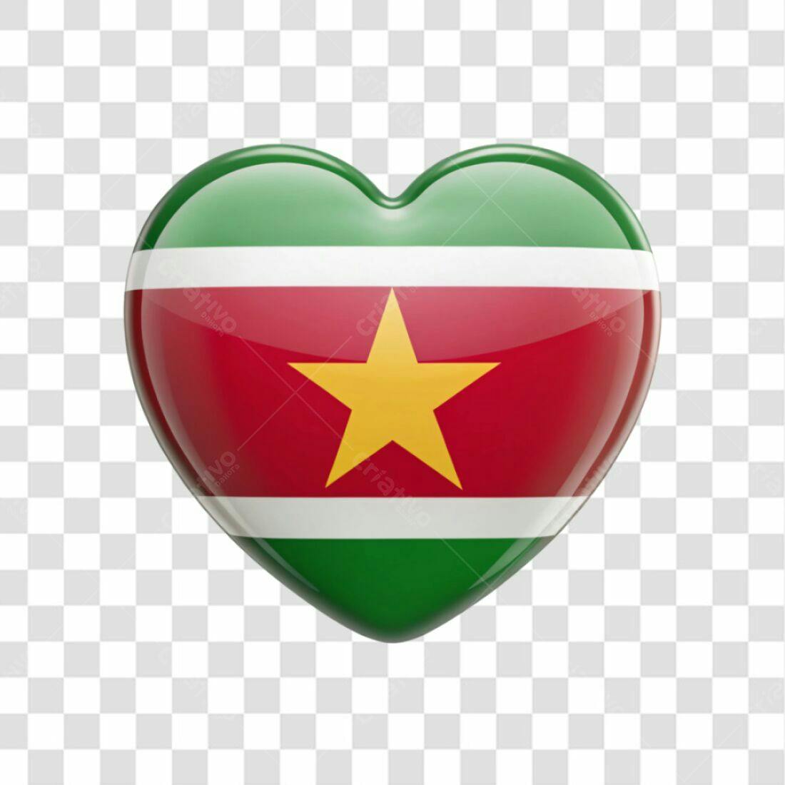 Icone Suriname em formato de coração PNG com fundo transparente