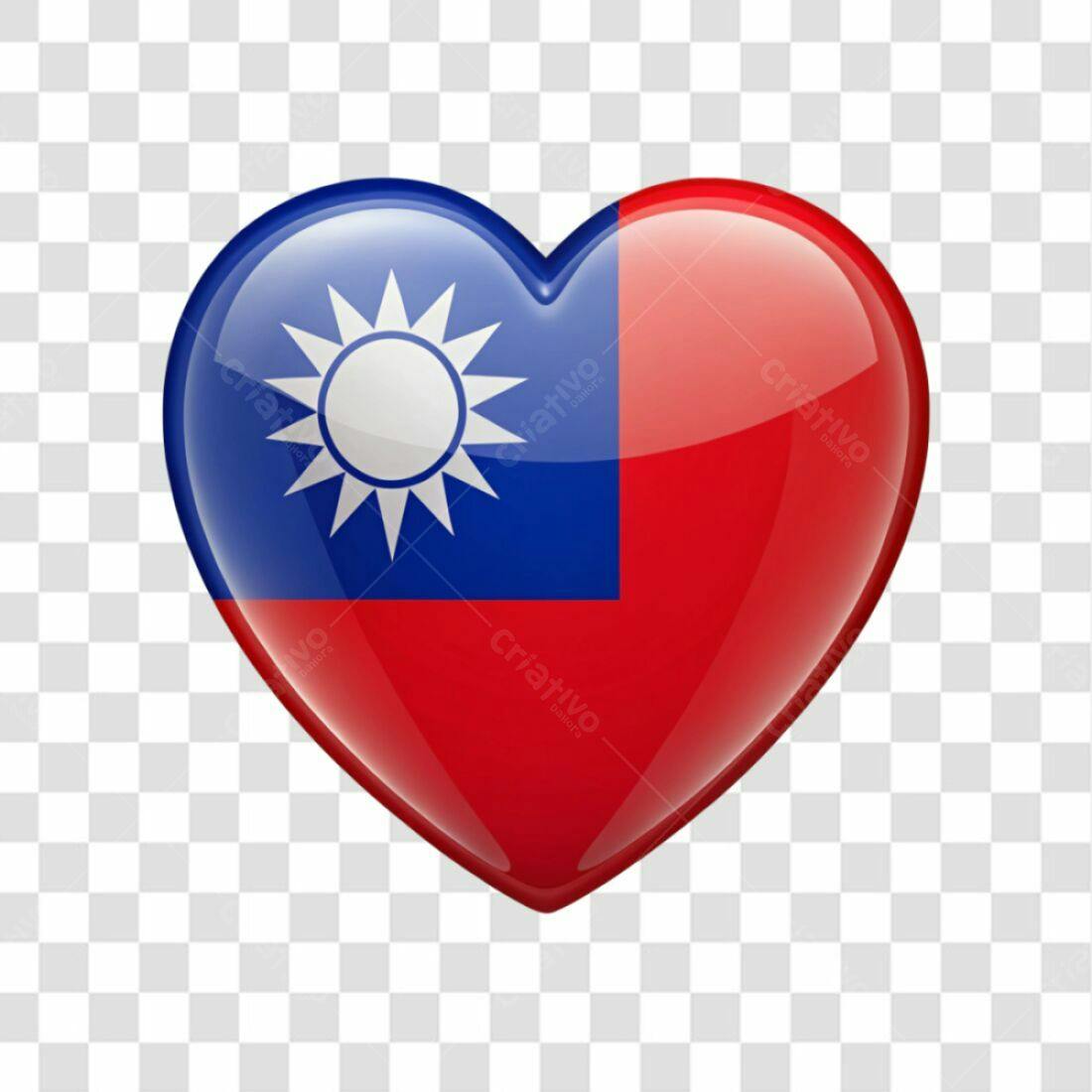 Icone Taiwan em formato de coração PNG com fundo transparente