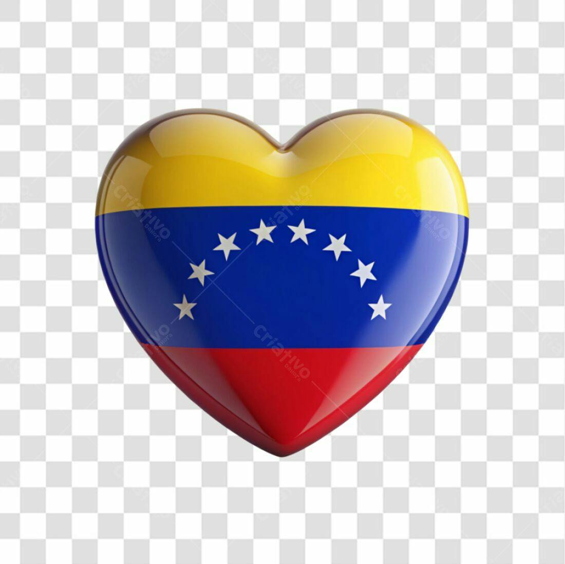 Icone Venezuela em formato de coração PNG com fundo transparente