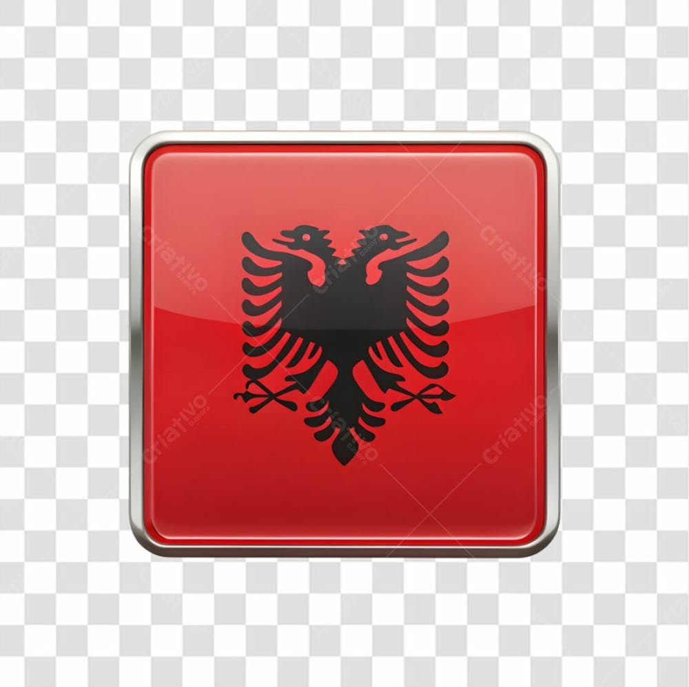 3D Albania Flag Icon Rectangle Shape