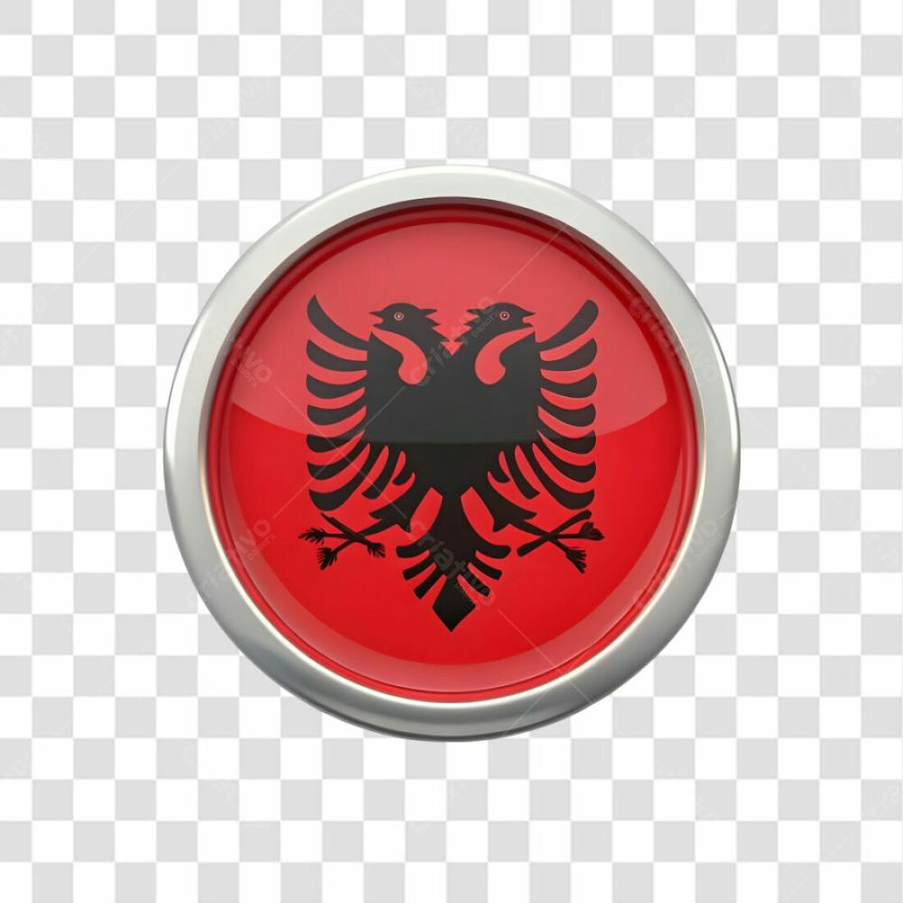 3D Albania Flag Icon Circle Shape