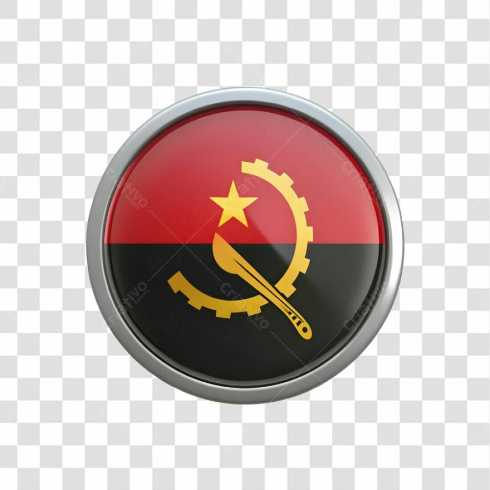 3D Angola Flag Icon Circle Shape