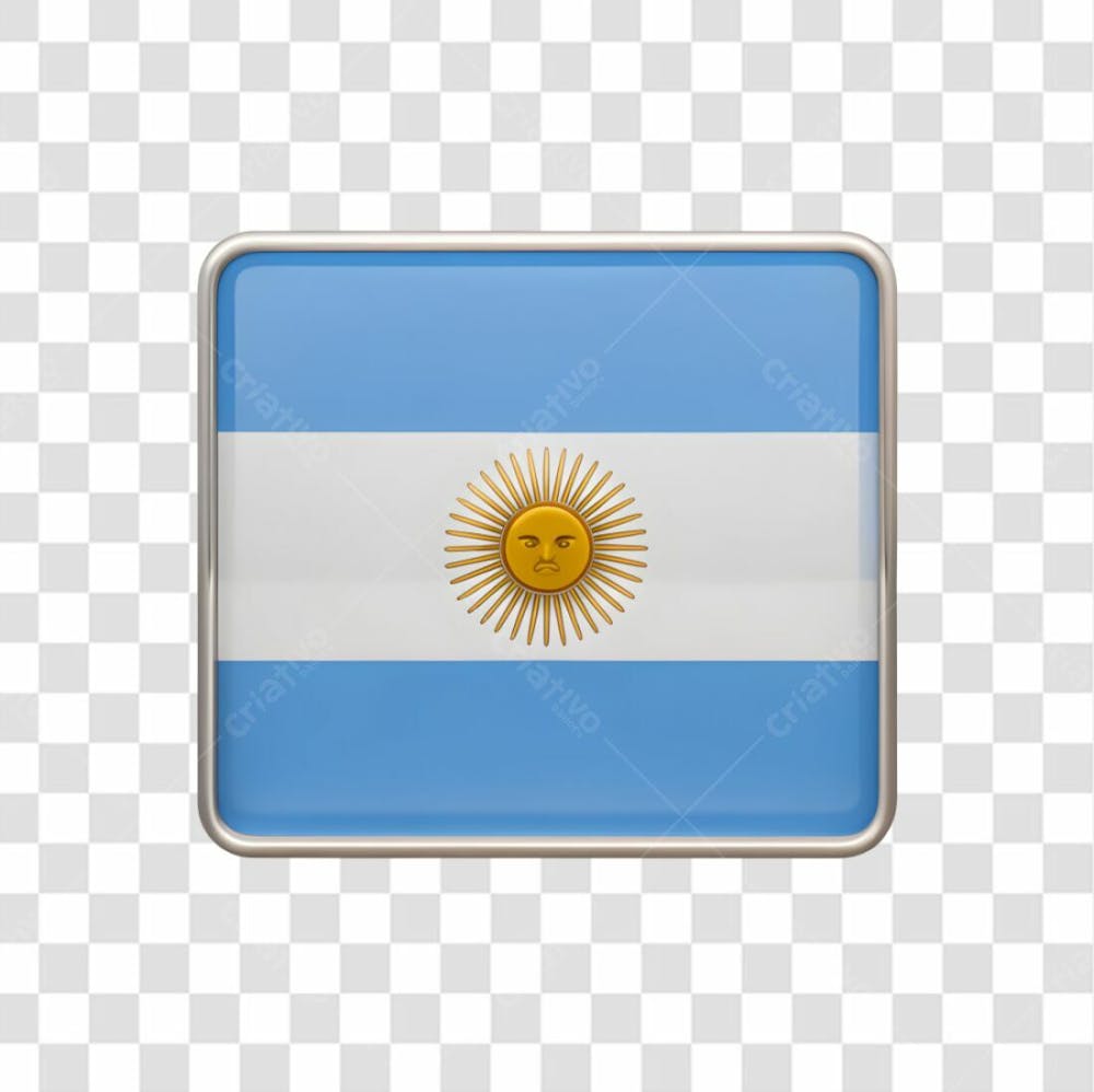 3D Argentina Flag Icon Rectangle Shape