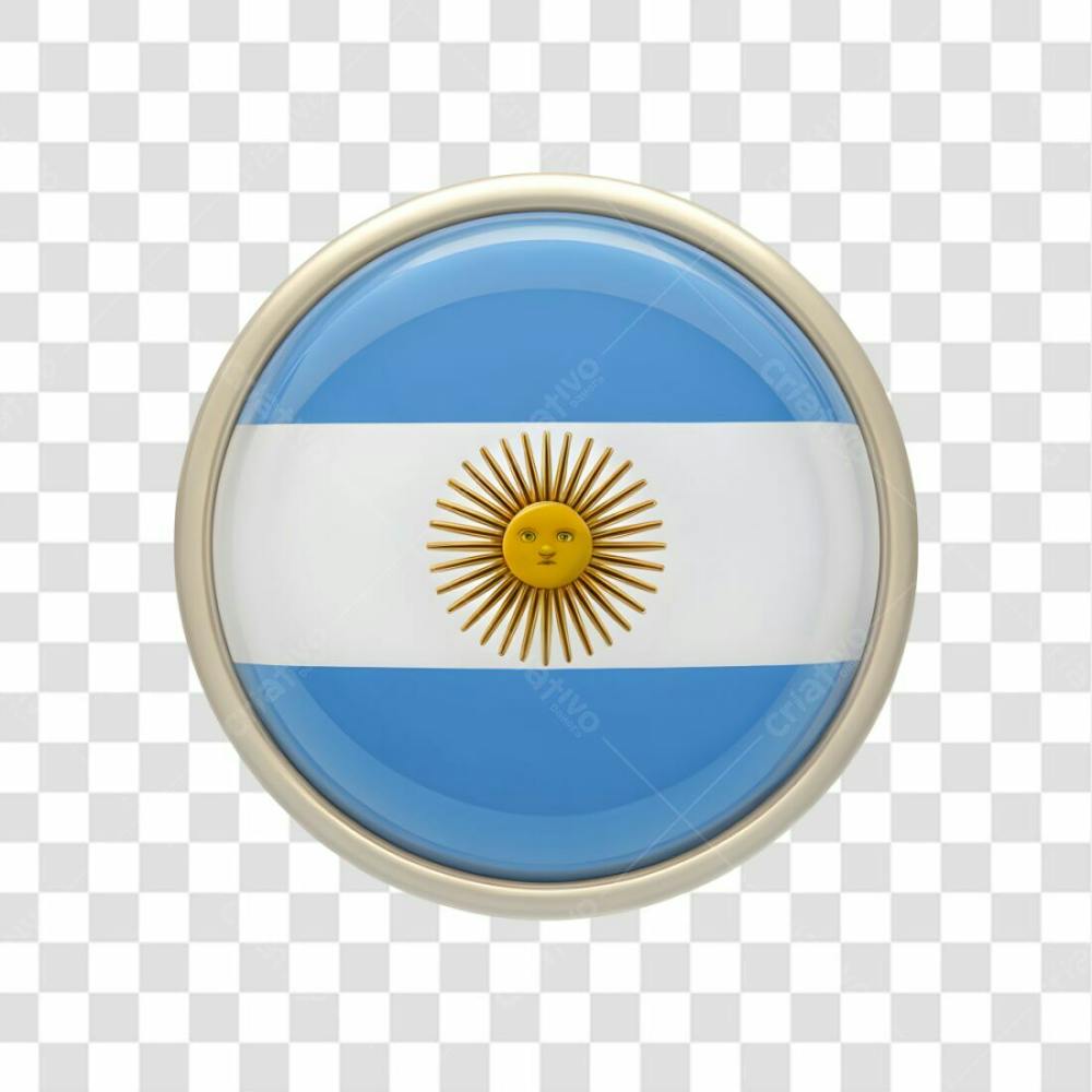 3D Argentina Flag Icon Circle Shape