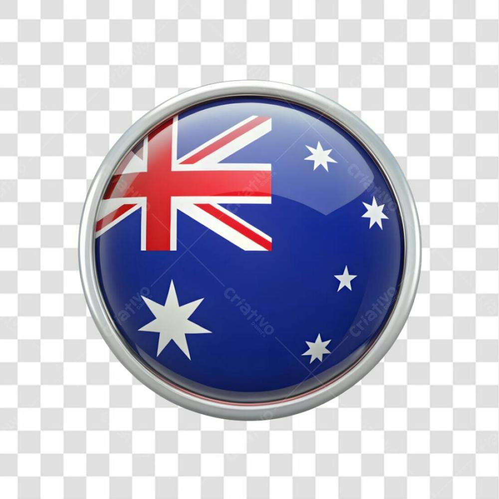 3D Australia Flag Icon Circle Shape