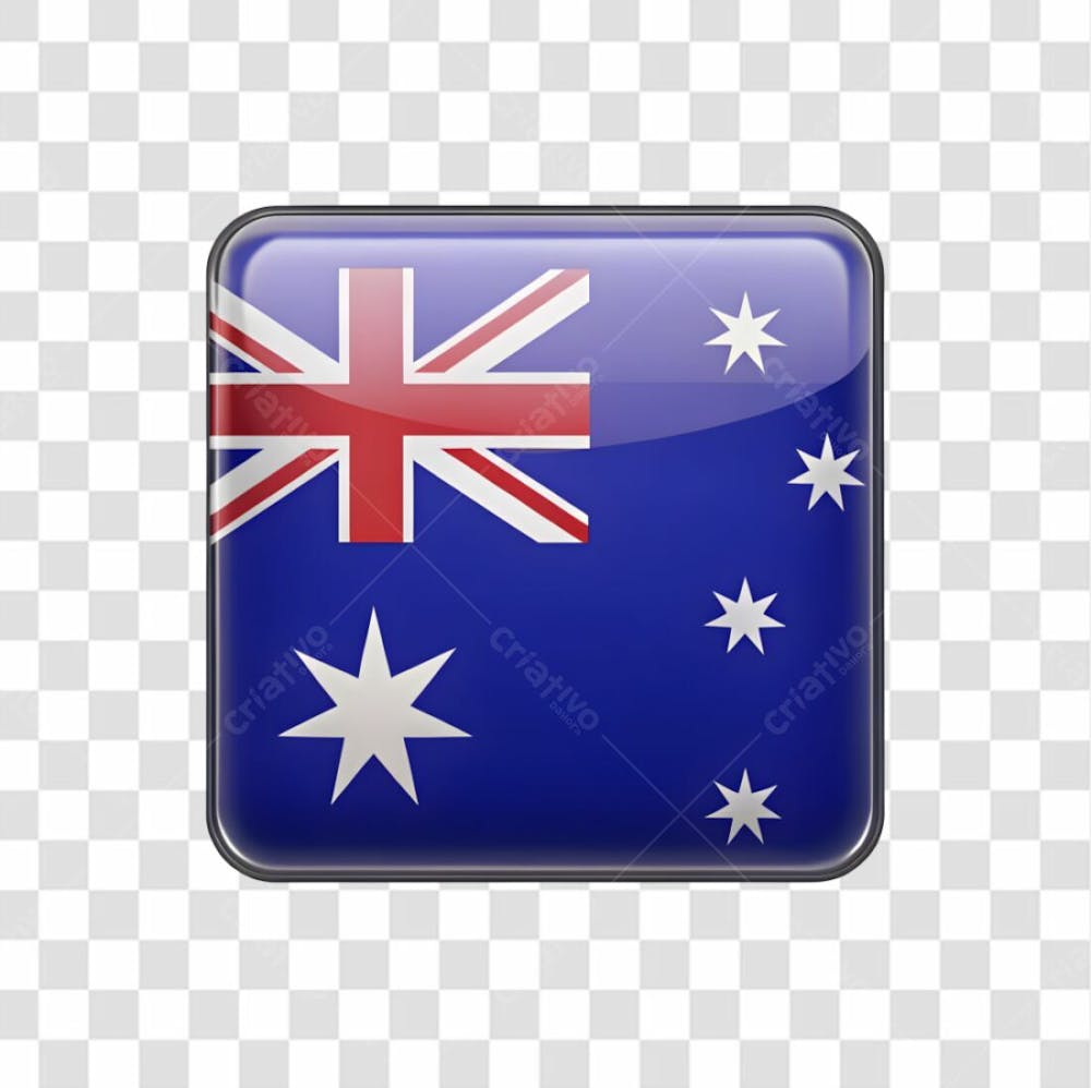 3D Australia Flag Icon Rectangle Shape