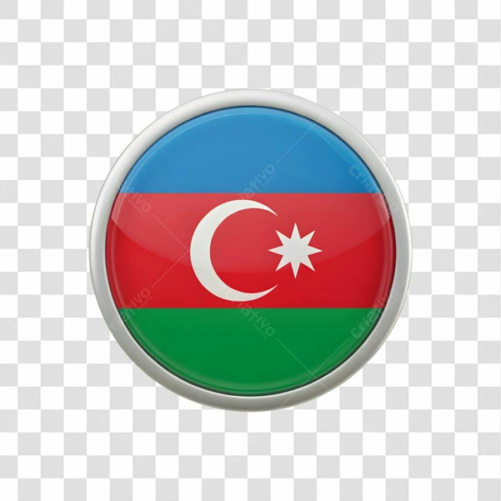 3D Azerbaijan Flag Icon Circle Shape