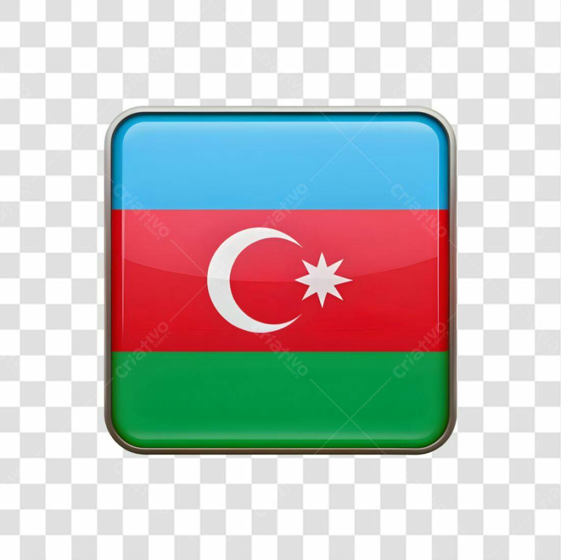 Icone Bandeira Azerbaijão PNG com fundo transparente