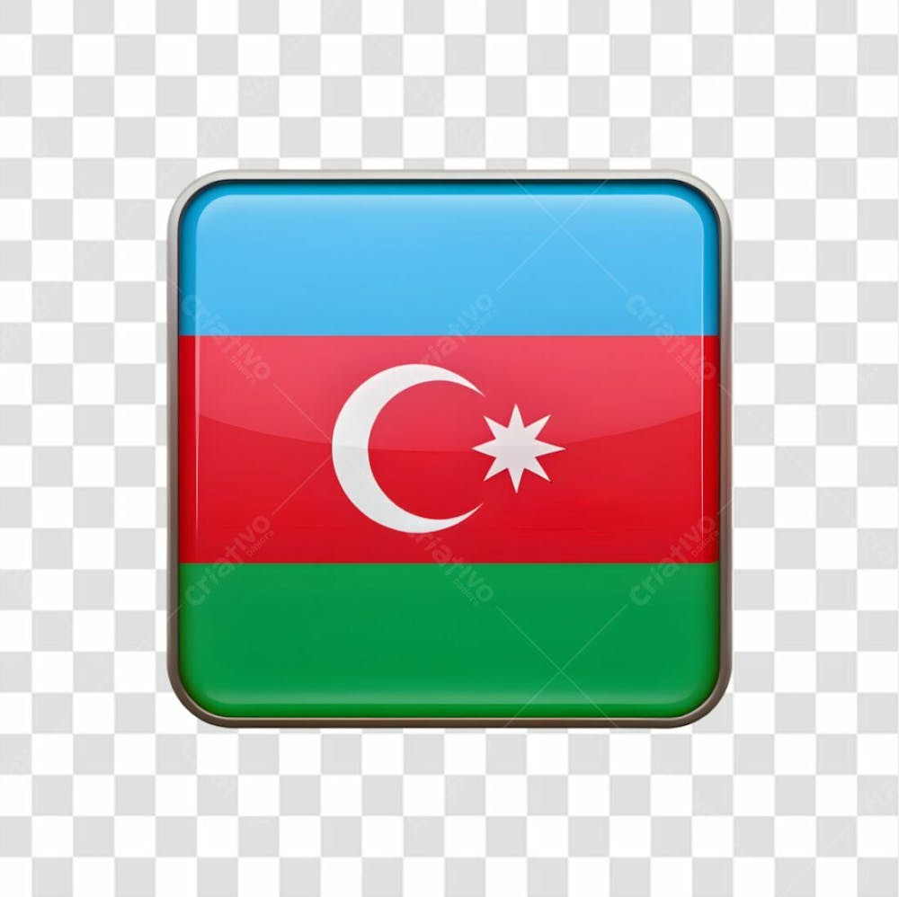 3D Azerbaijan Flag Icon Rectangle Shape