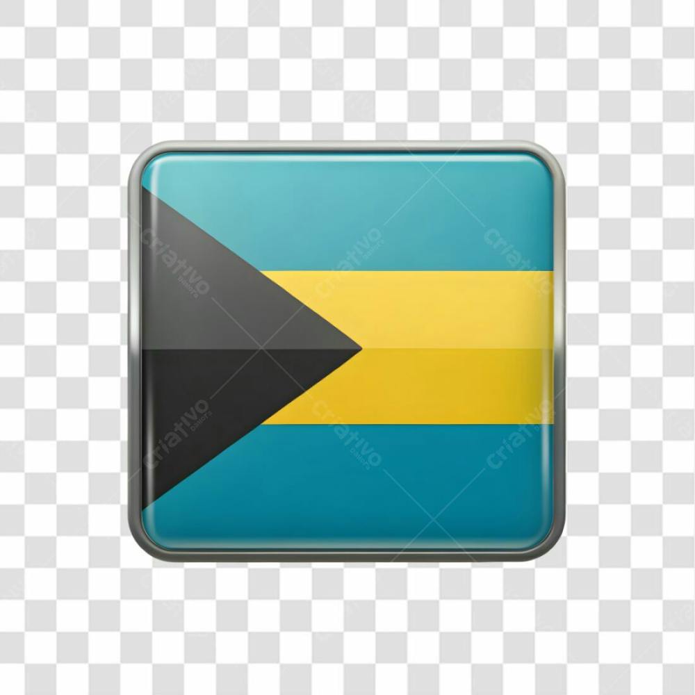 3D Bahamas Flag Icon Rectangle Shape