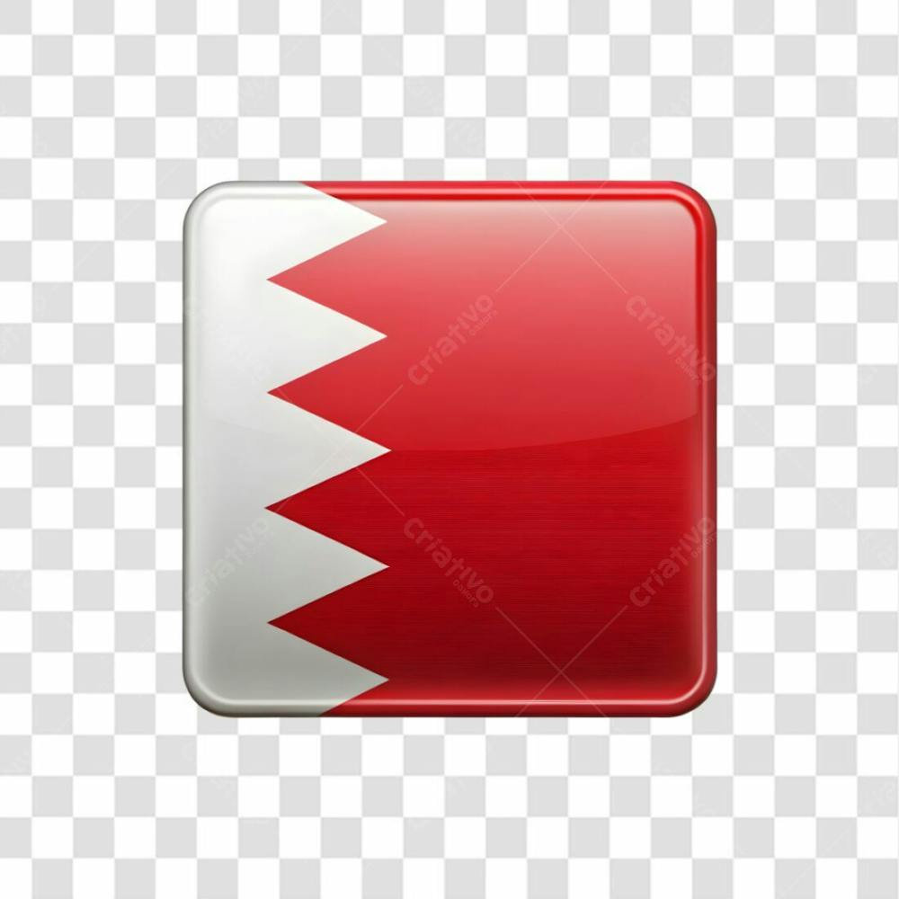 3D Bahrain Flag Icon Rectangle Shape