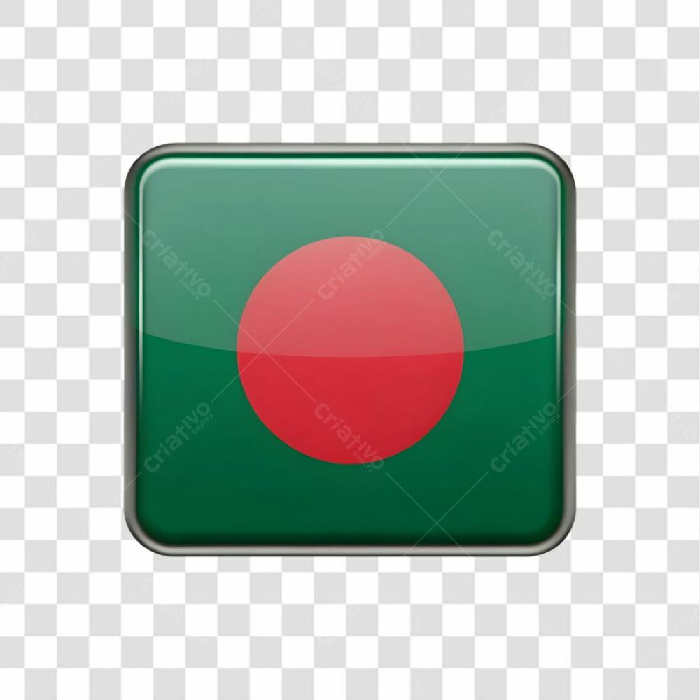 3D Bangladesh Flag Icon Rectangle Shape