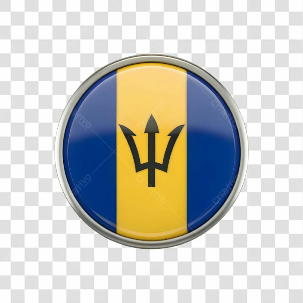 3D Barbados Flag Icon Circle Shape
