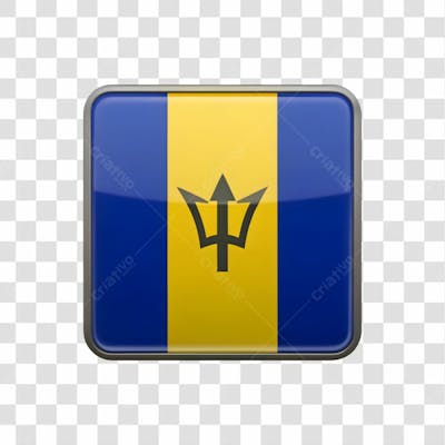 3D Barbados Flag Icon Rectangle Shape