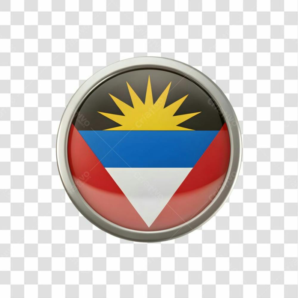 3D Barbuda Flag Icon Circle Shape