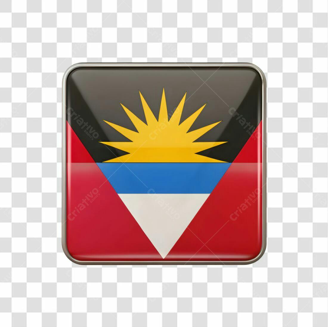 Icone Bandeira Antigua e Barbuda PNG com fundo transparente