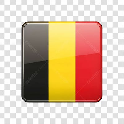 3D Belgium Flag Icon Rectangle Shape