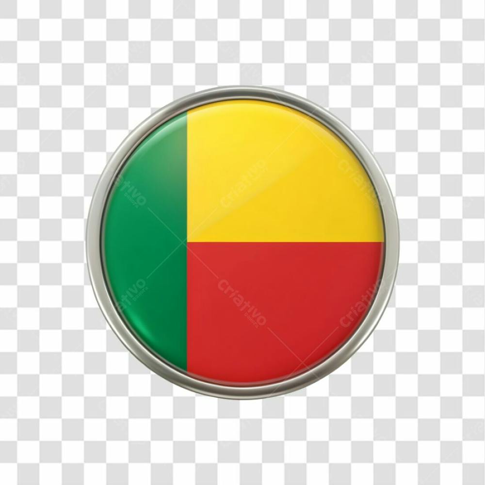 3D Benin Flag Icon Circle Shape