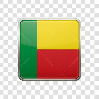 3D Benin Flag Icon Rectangle Shape