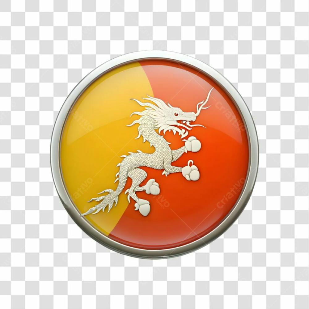 3D Bhutan Flag Icon Circle Shape 1