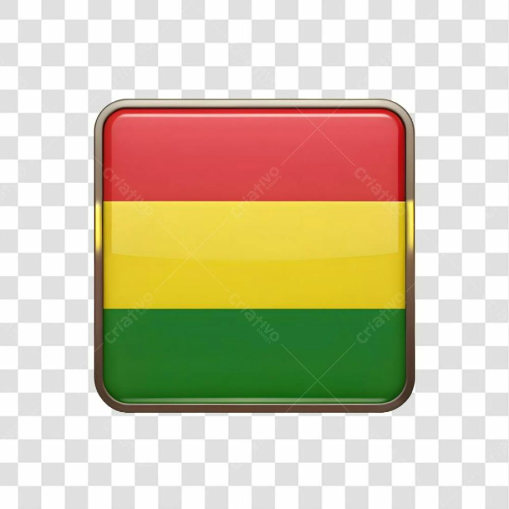 3D Bolivia Flag Icon Rectangle Shape