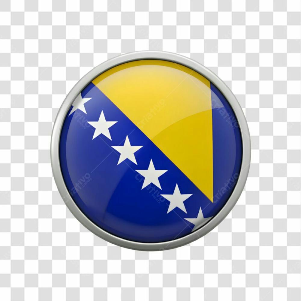 3D Bosnia Flag Icon Circle Shape