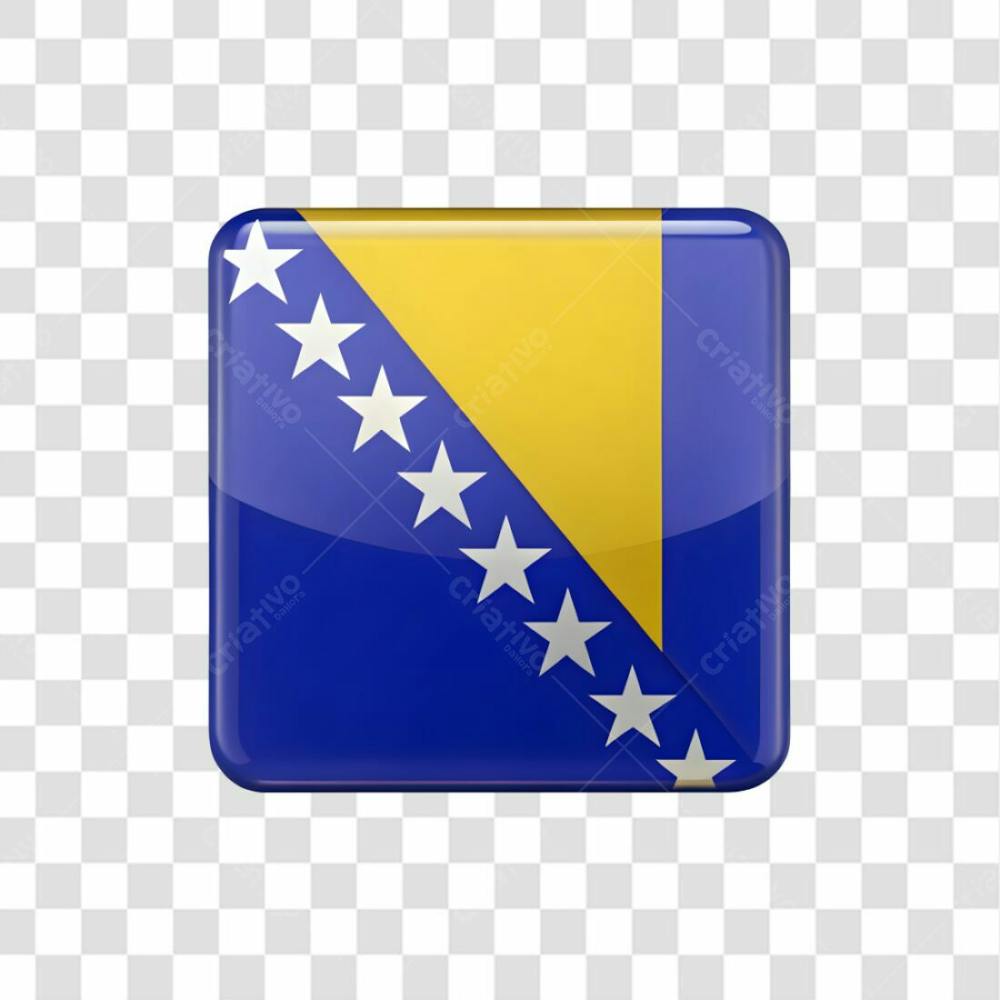 3D Bosnia Flag Icon Rectangle Shape