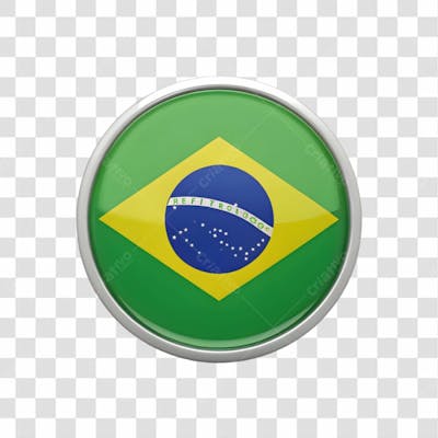 3D Brazil Flag Icon Circle Shape